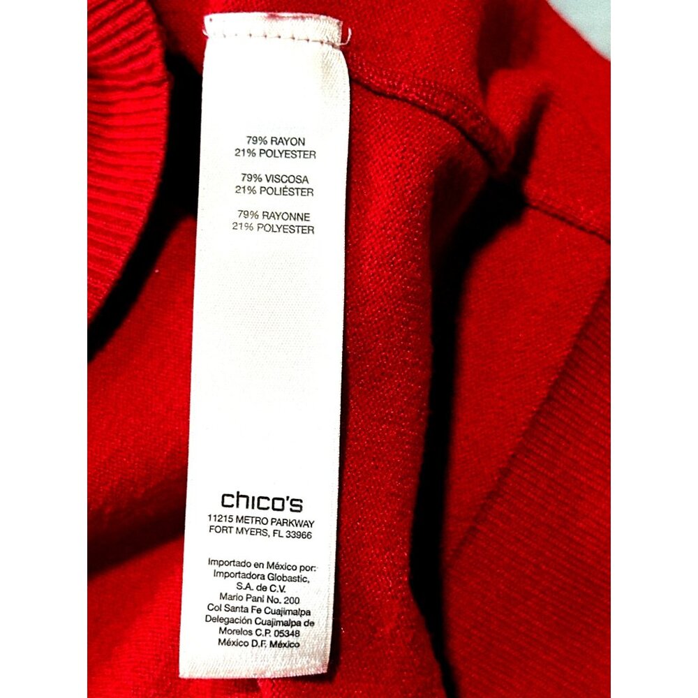 Chicos Size 0 Red Rayon Blend Mock Neck Sweater Top Soft Knit Minimalist Core - Picture 7 of 11
